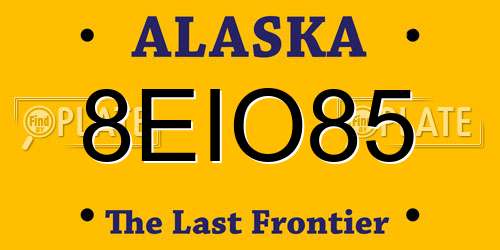 8EIO85 Alaska License Plate