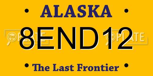 8END12 Alaska License Plate