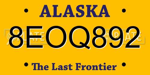 8EOQ892 Alaska License Plate