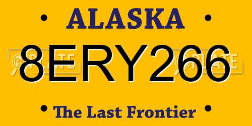 8ERY266 Alaska License Plate