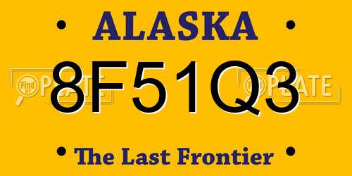 8F51Q3 Alaska License Plate