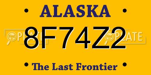 8F74Z2 Alaska License Plate