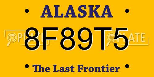 8F89T5 Alaska License Plate