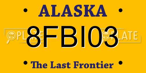 8FBI03 Alaska License Plate