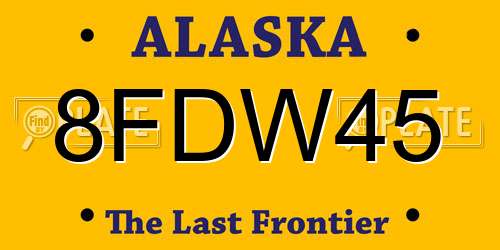8FDW45 Alaska License Plate