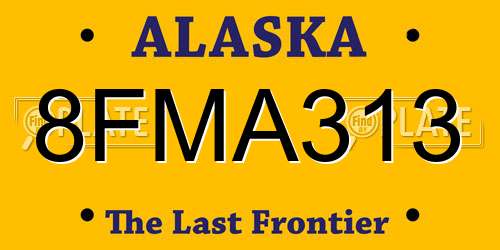 8FMA313 Alaska License Plate