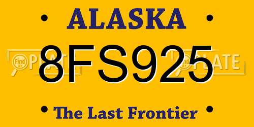 8FS925 Alaska License Plate
