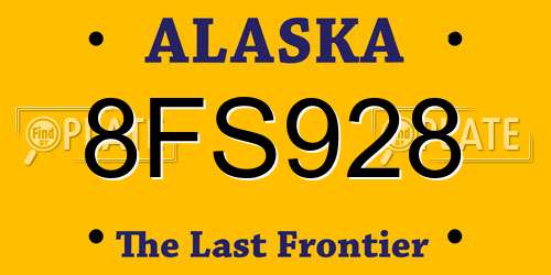 8FS928 Alaska License Plate