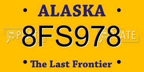8FS978 Alaska License Plate