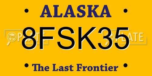 8FSK35 Alaska License Plate