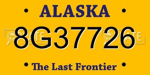 8G37726 Alaska License Plate