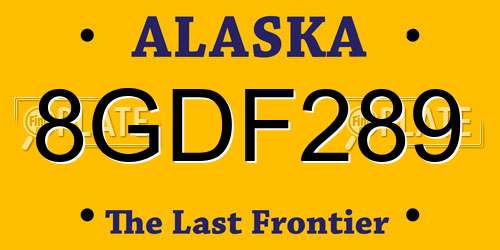 8GDF289 Alaska License Plate