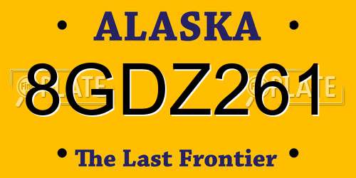 8GDZ261 Alaska License Plate
