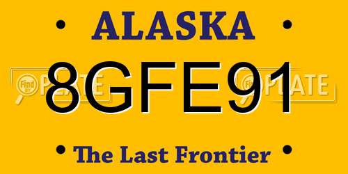 8GFE91 Alaska License Plate