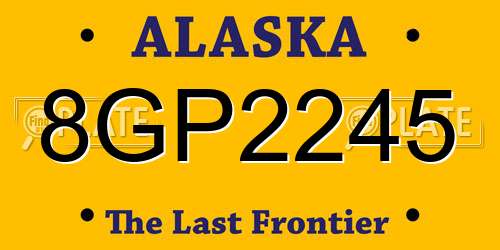 8GP2245 Alaska License Plate