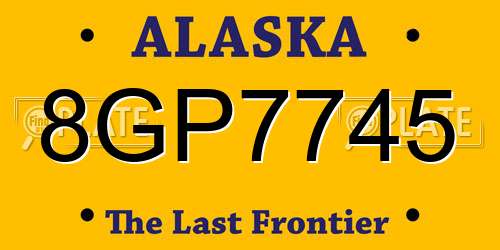 8GP7745 Alaska License Plate