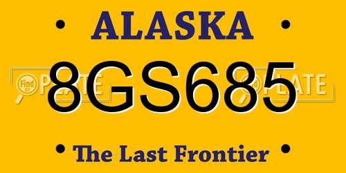 8GS685 Alaska License Plate