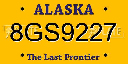 8GS9227 Alaska License Plate