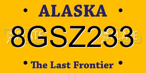 8GSZ233 Alaska License Plate