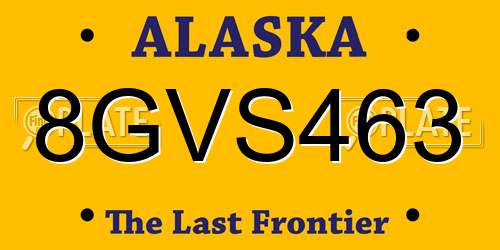 8GVS463 Alaska License Plate