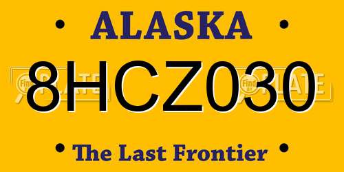 8HCZ030 Alaska License Plate