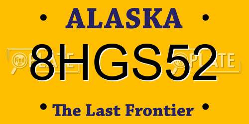8HGS52 Alaska License Plate