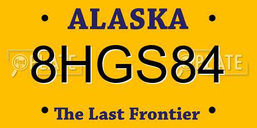 8HGS84 Alaska License Plate