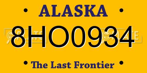 8HO0934 Alaska License Plate