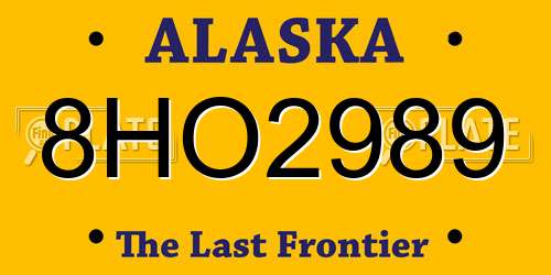 8HO2989 Alaska License Plate
