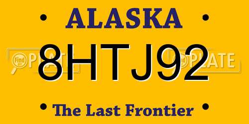 8HTJ92 Alaska License Plate