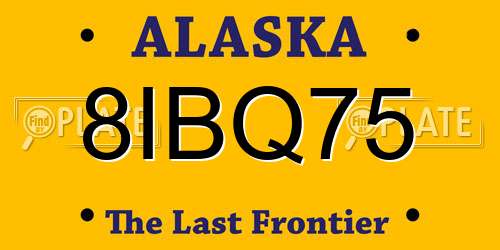 8IBQ75 Alaska License Plate