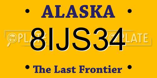8IJS34 Alaska License Plate
