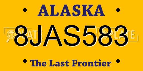 8JAS583 Alaska License Plate