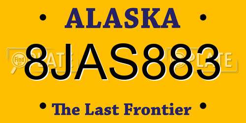 8JAS883 Alaska License Plate