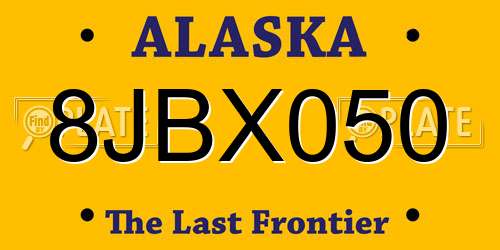 8JBX050 Alaska License Plate