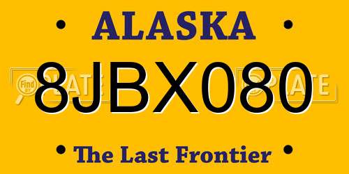 8JBX080 Alaska License Plate
