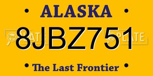 8JBZ751 Alaska License Plate