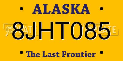 8JHT085 Alaska License Plate