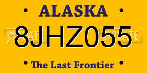 8JHZ055 Alaska License Plate