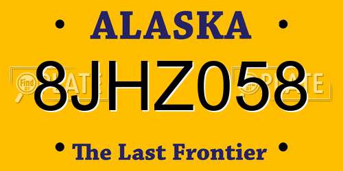 8JHZ058 Alaska License Plate