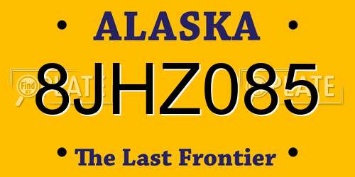 8JHZ085 Alaska License Plate