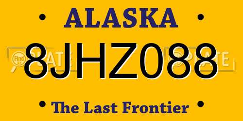 8JHZ088 Alaska License Plate