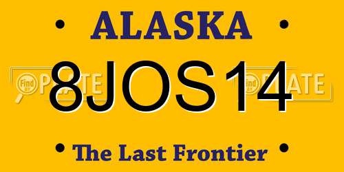 8JOS14 Alaska License Plate