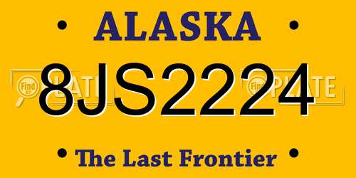 8JS2224 Alaska License Plate