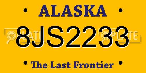 8JS2233 Alaska License Plate