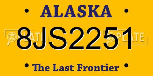 8JS2251 Alaska License Plate