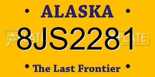8JS2281 Alaska License Plate