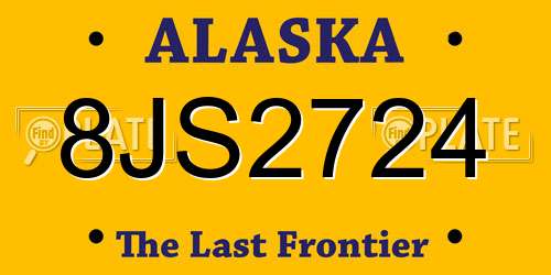 8JS2724 Alaska License Plate