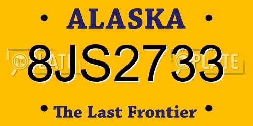 8JS2733 Alaska License Plate