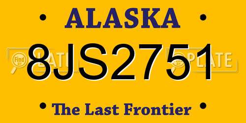 8JS2751 Alaska License Plate